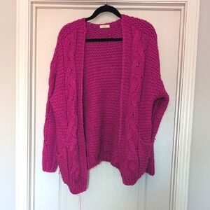 Cozy Knit Boutique Sweater Cardigan- Pink